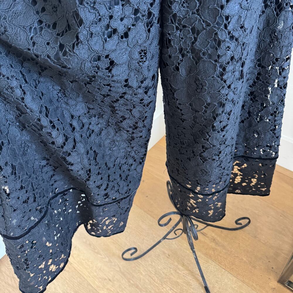 See by Chloé Black Lace Wide-Leg Cropped Pants Women's 34 FR /2 US /XS High Rise - Picture 4 of 14